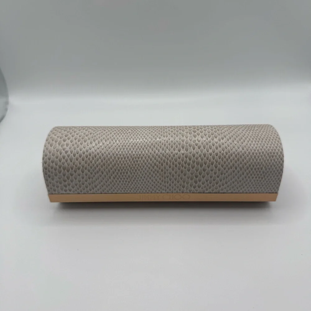 Jimmy Choo‎ Textured Eyeglasses Case Cream Snakeskin Embossed w/ Gold Logo